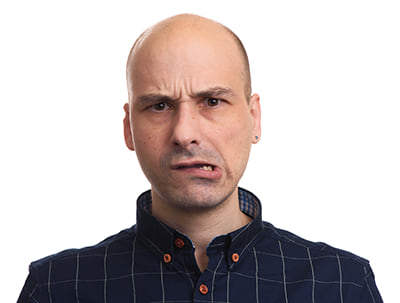 man looking worried whether he is measuring the right website metrics
